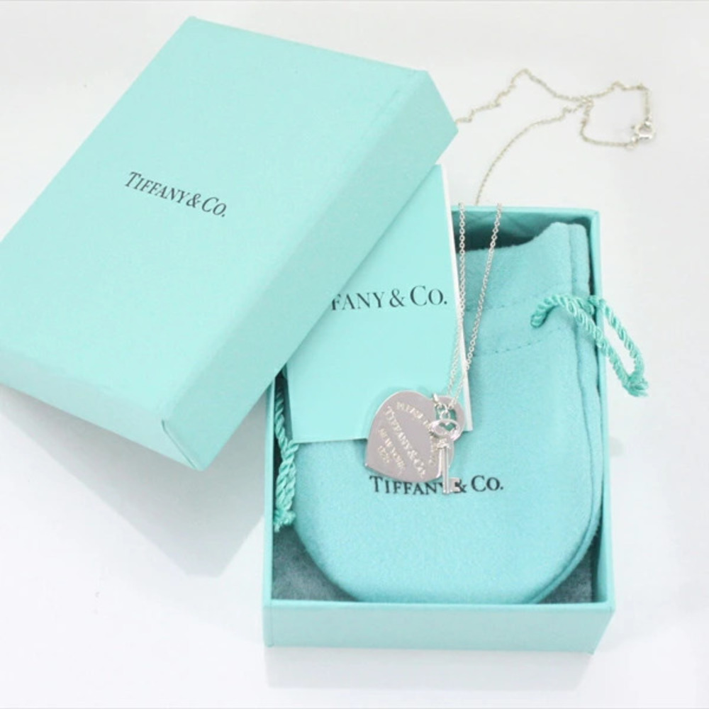 TIFFANY Co to Heart Key Necklace Sterling Silver